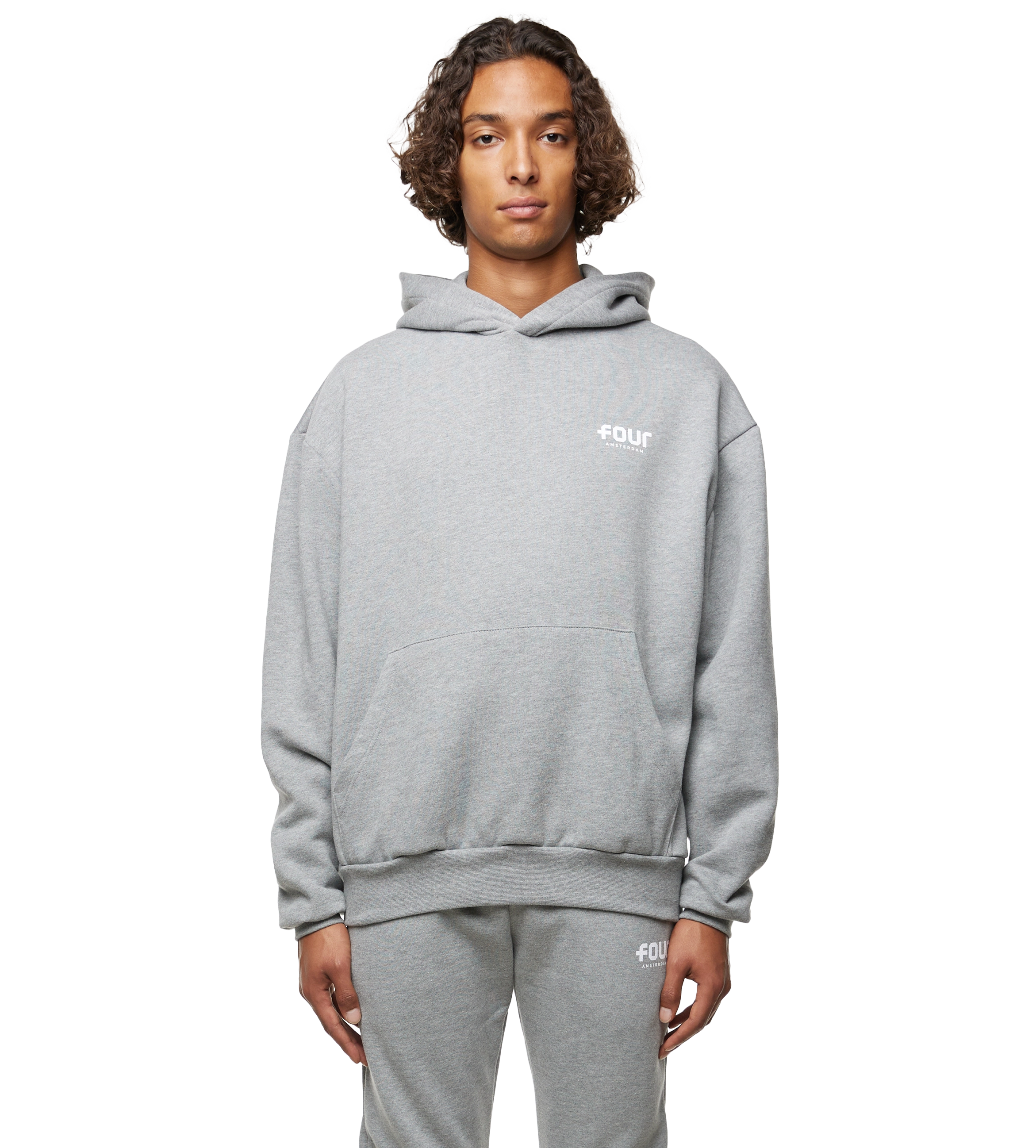 Grey and top white hoodie