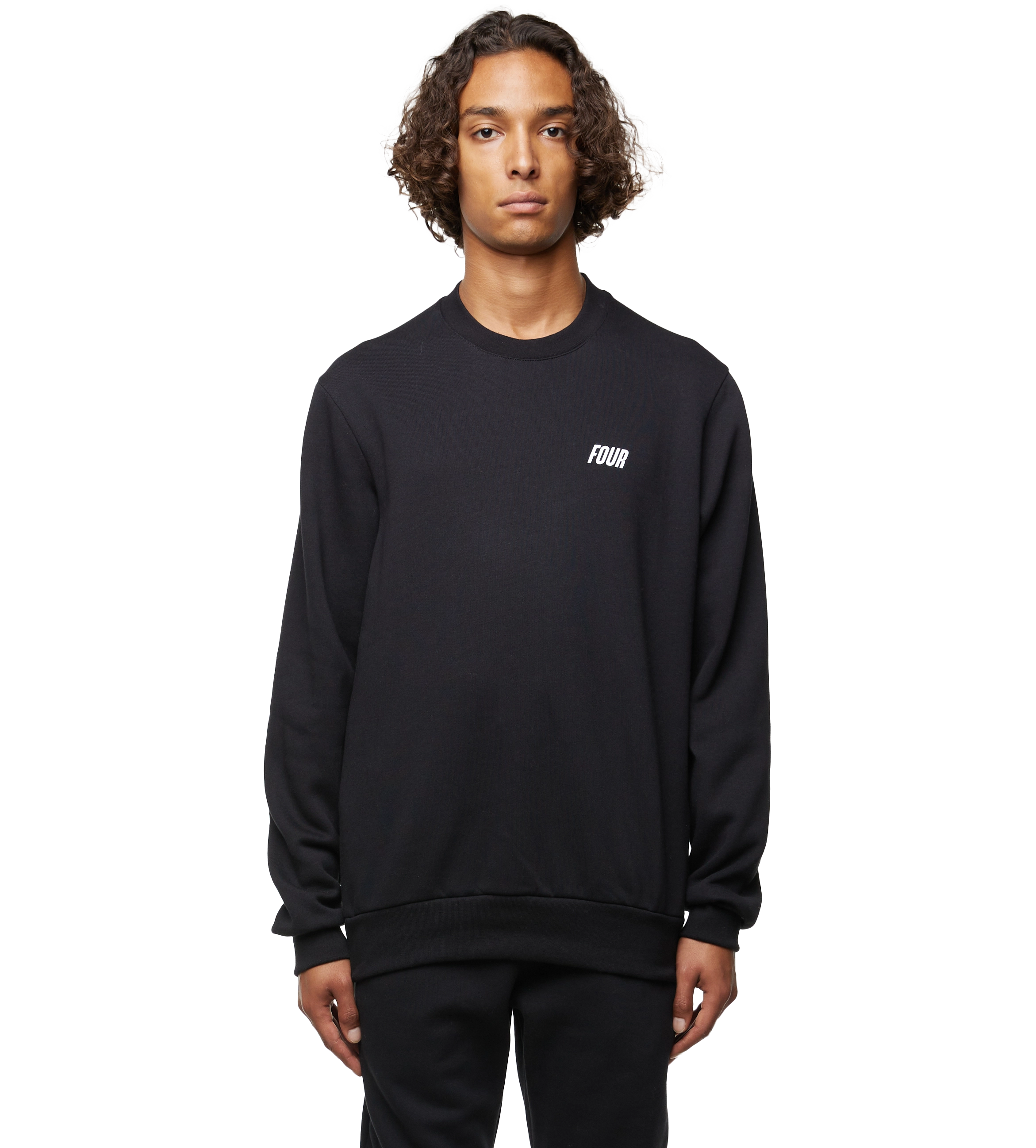 Slim fit Logo Crewneck Black FOUR Amsterdam