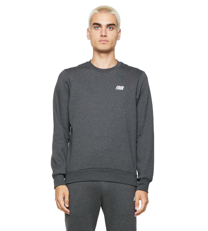 Slim Fit Logo Crewneck Dark Grey Melange - XL
