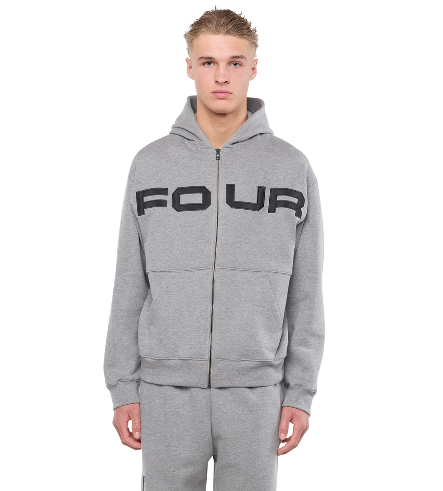 Bold Zip Up Hoodie Grey Melange