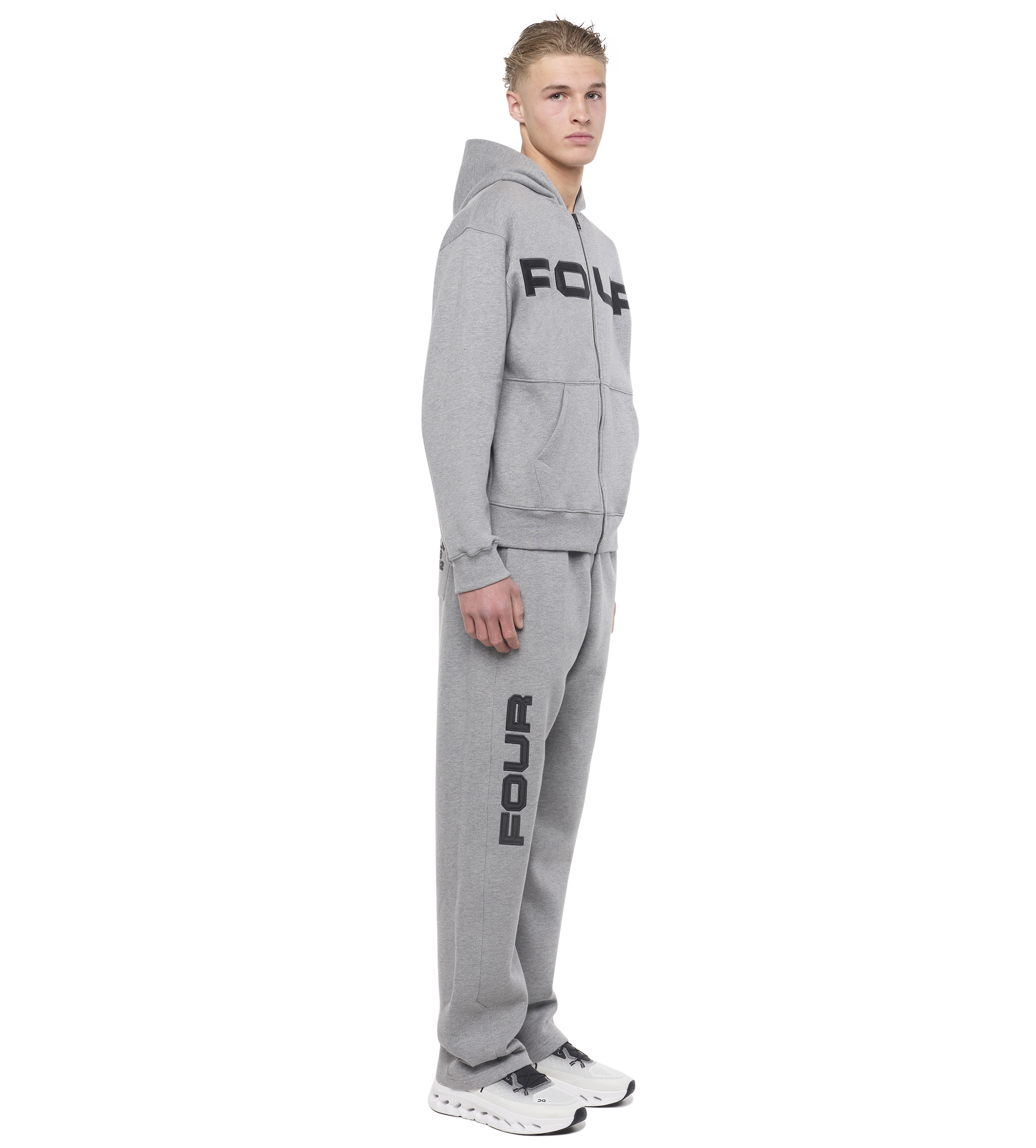 Bold Zip Up Hoodie Grijs Melange
