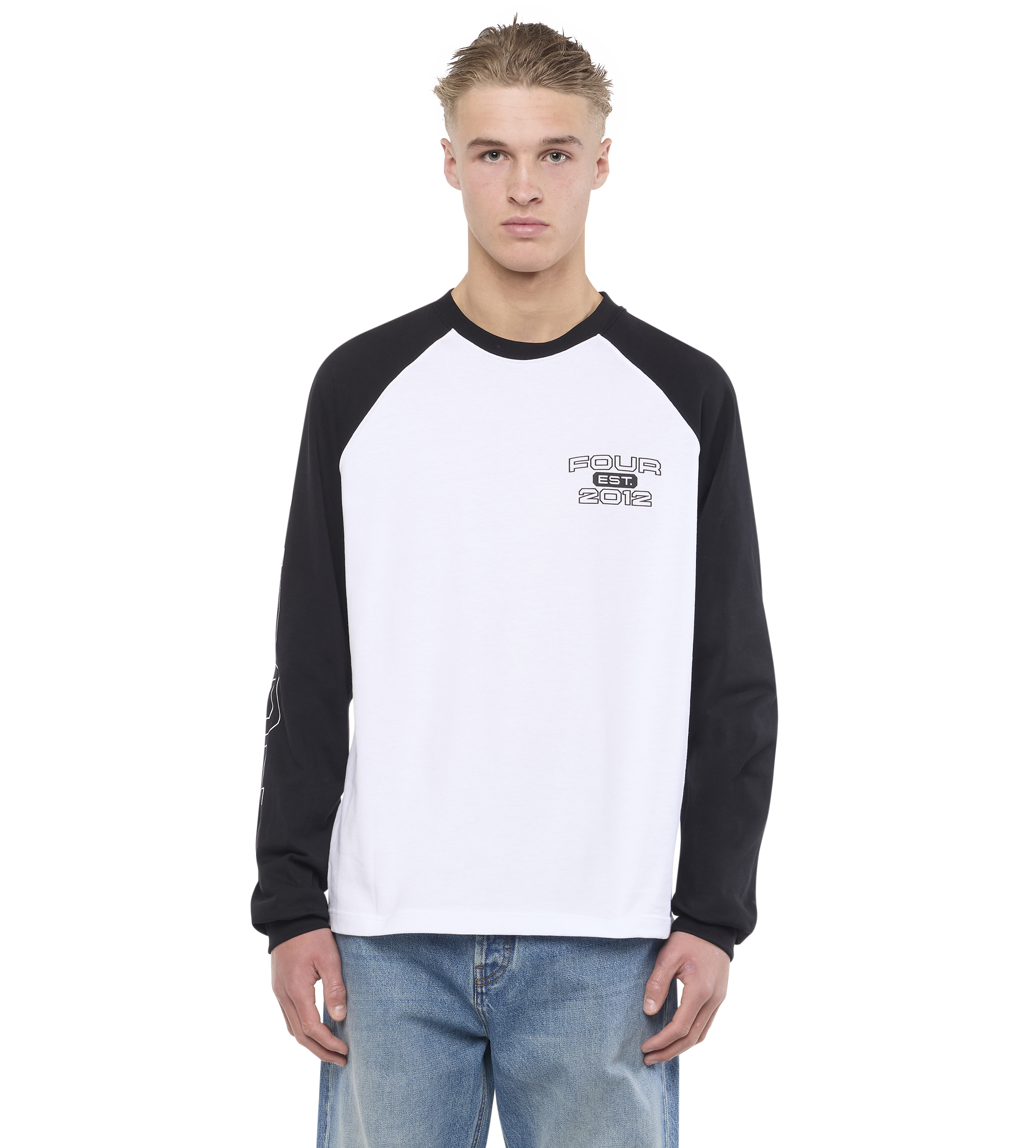Bold Raglan Longsleeve Zwart / Wit