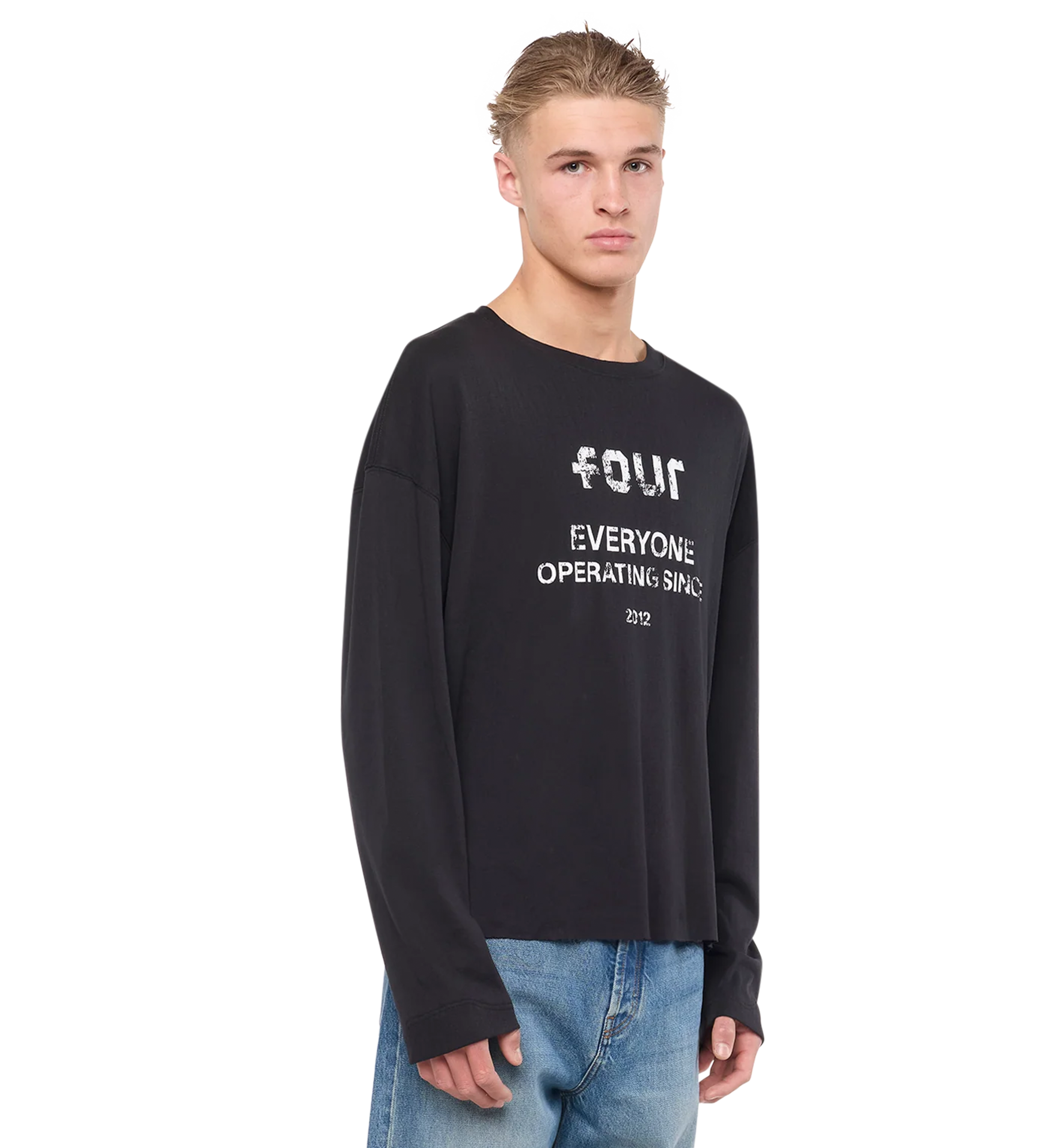 Quote Boxy Longsleeve Zwart