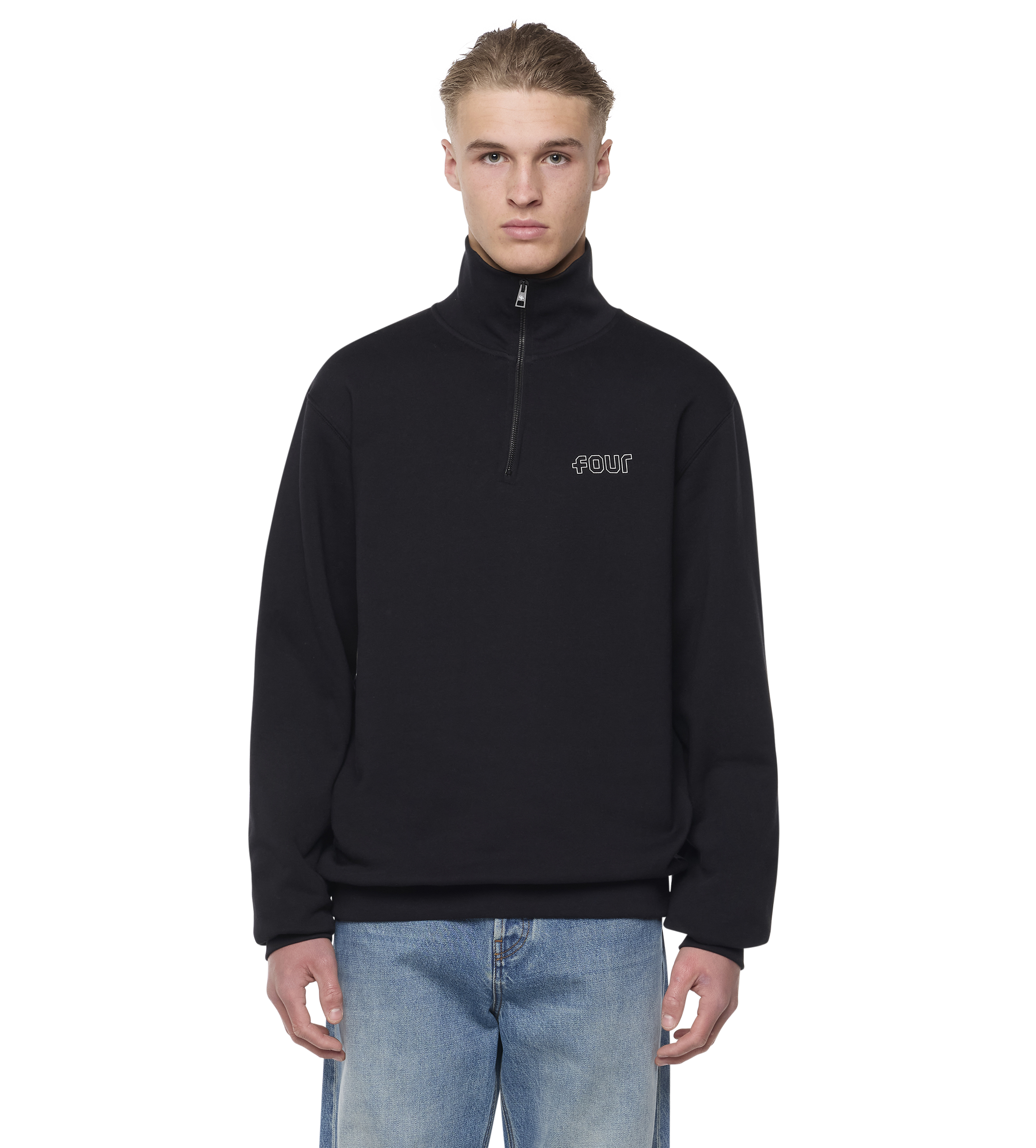 Outline Half Zip Black