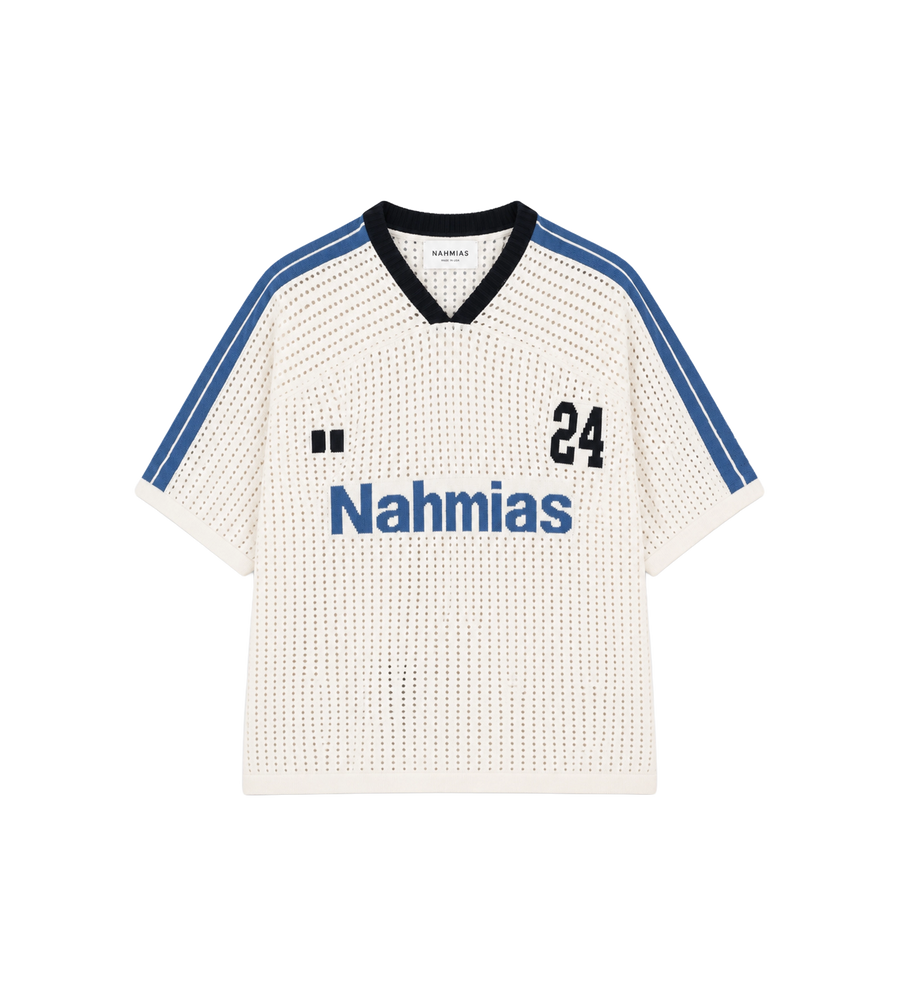 '24 Cotton Knit Soccer Jersey White/Blue