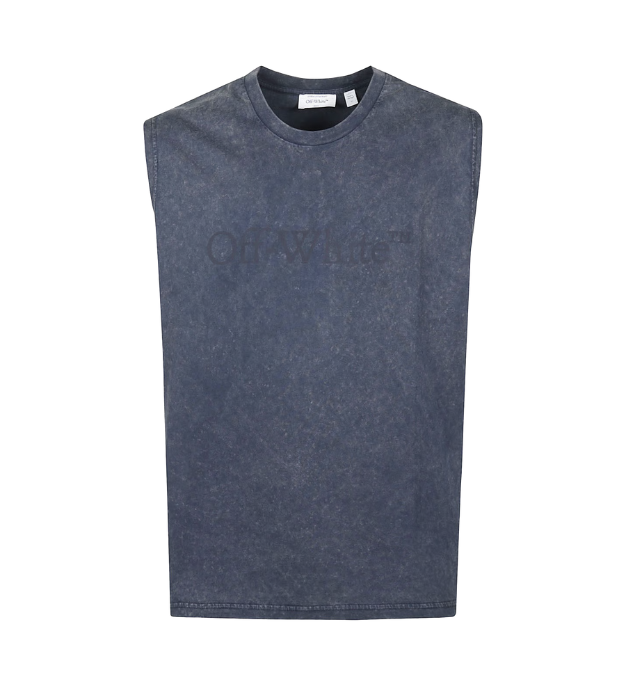 Off White Bookish Sleeveless T-Shirt in Blue