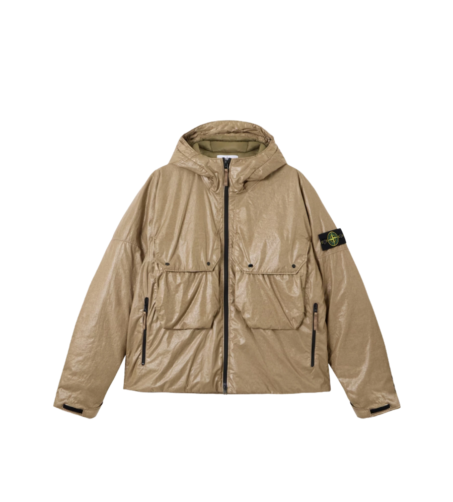 Light Nylon 3L-TC Donsjack met Capuchon Militair Groen