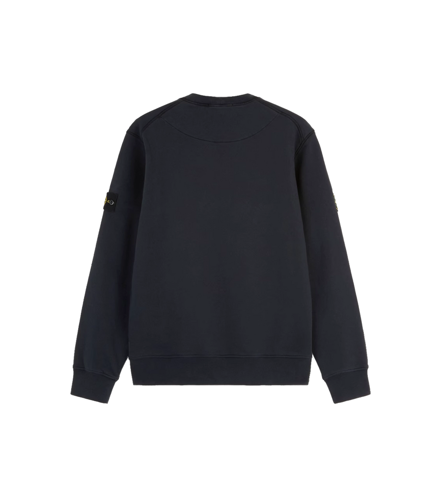 Sweatshirt van biologisch katoenfleece met ronde hals, marineblauw