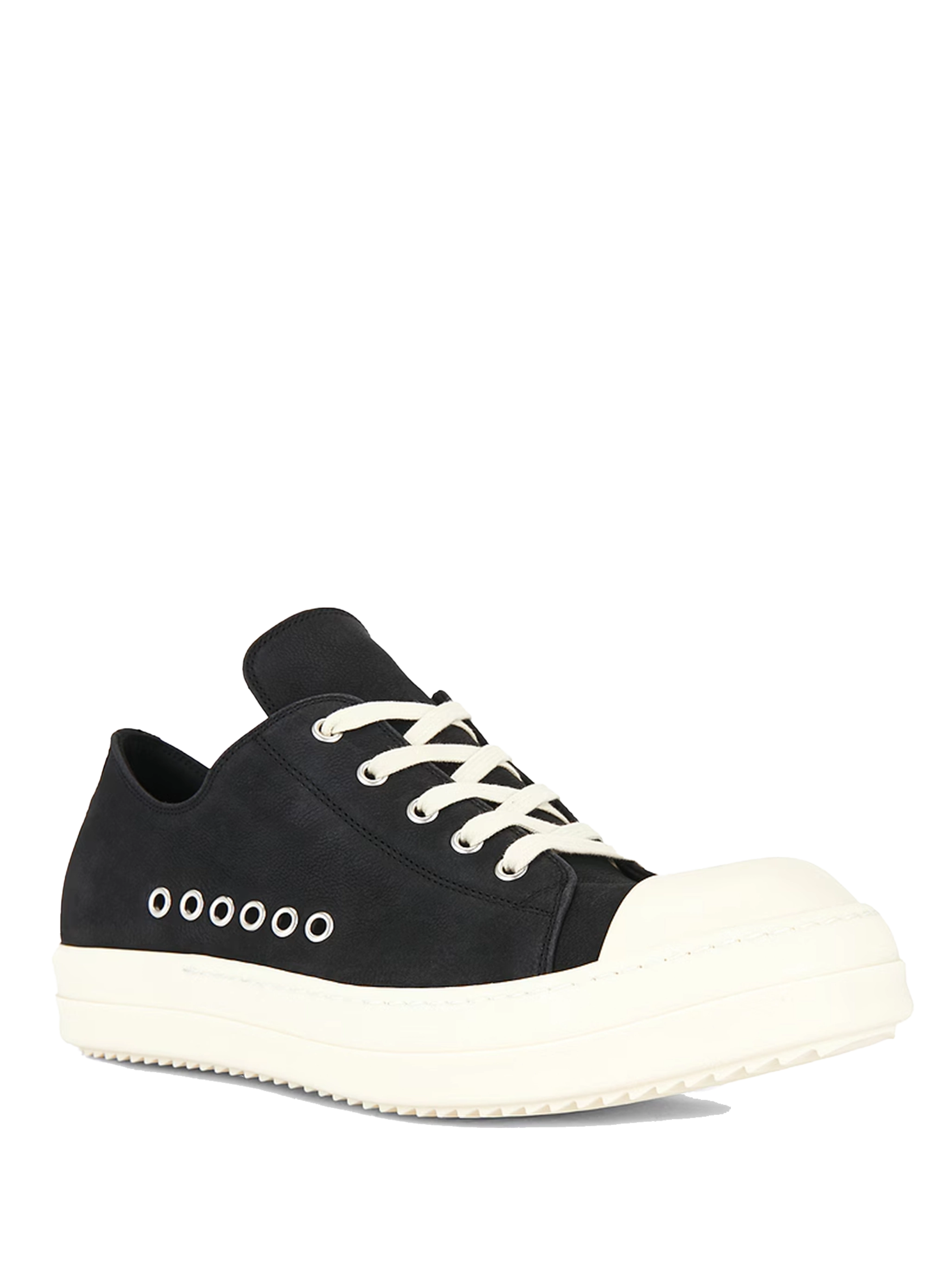 Rick Owens Leather Lace-Up Sneakers in Black