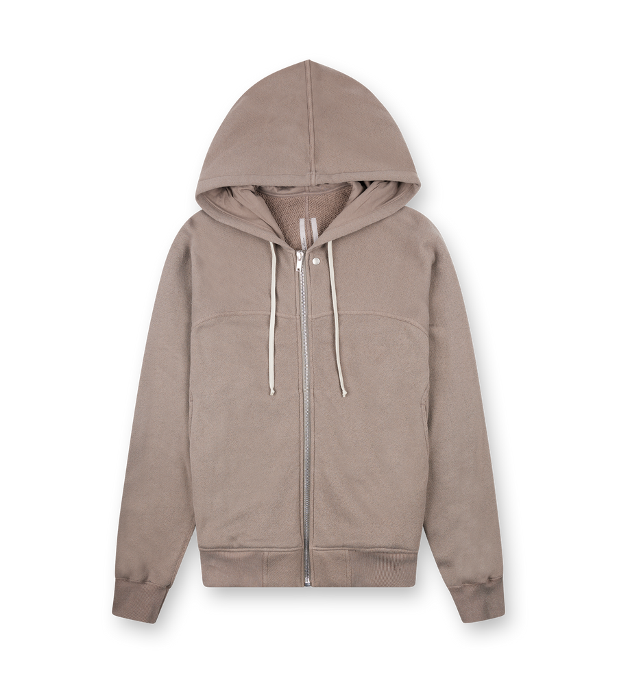 Rick Owens Terry Zip-Up Hoodie in Dust