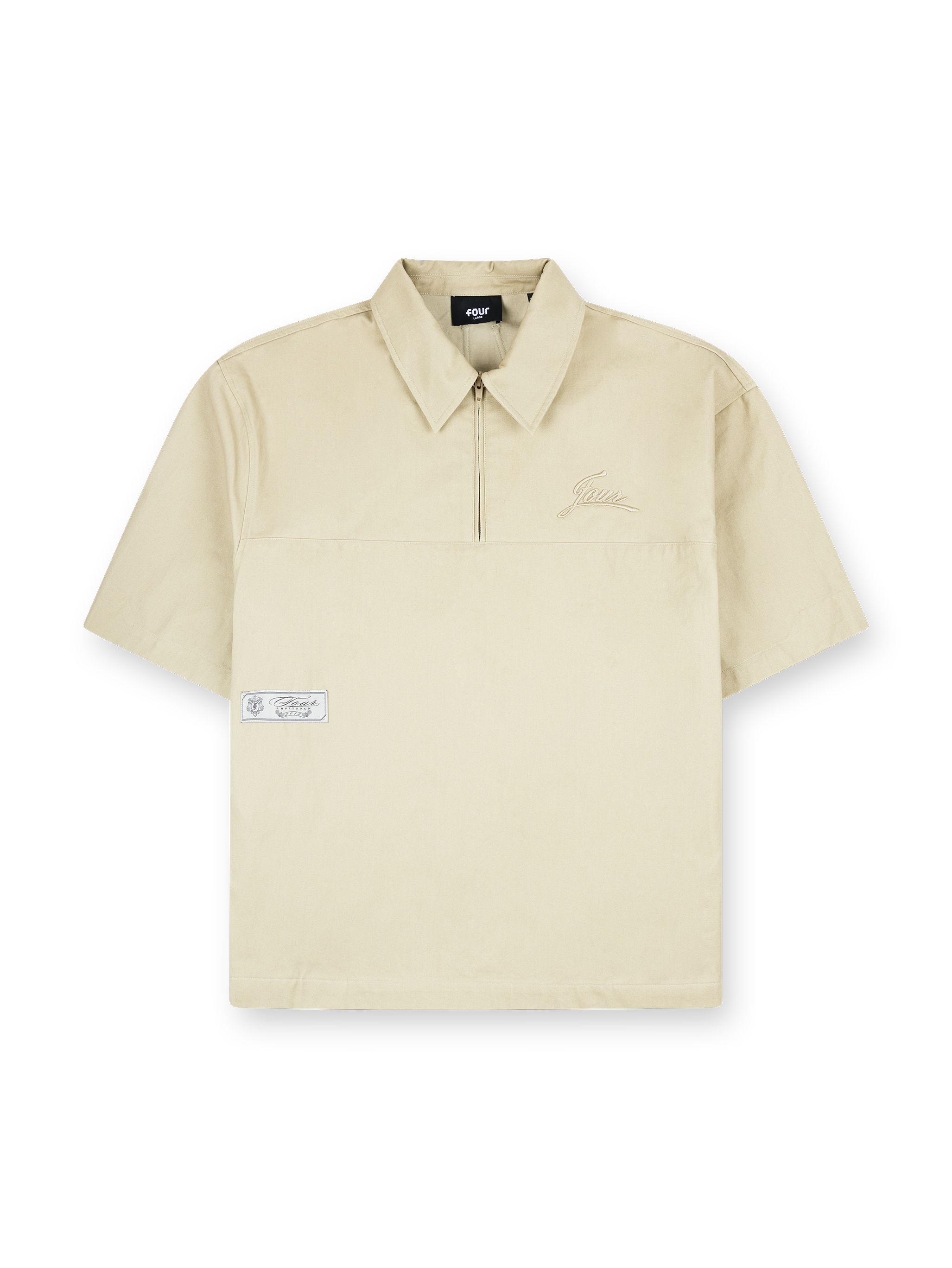 Script SS Zipped Polo Oatmeal
