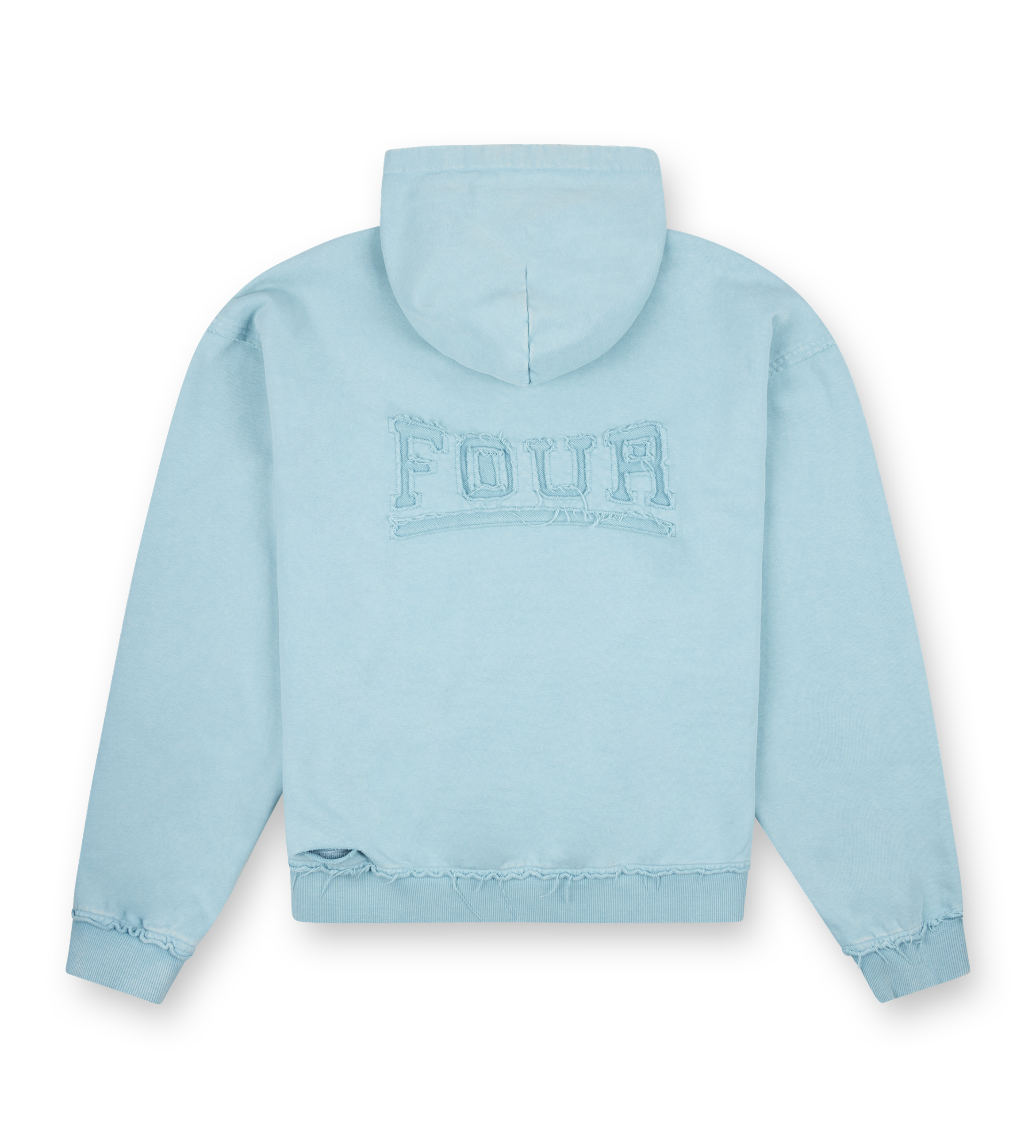 Destroyed Hoodie Washed Aqua Gray