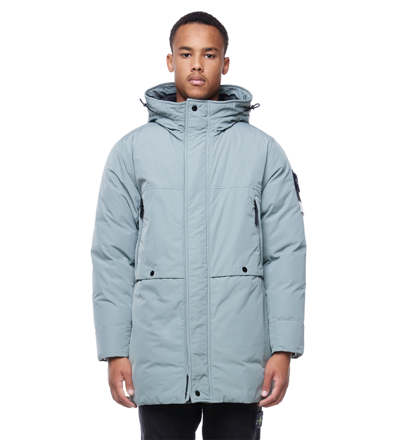 Hooded Midi Padded Jacket Blue - L