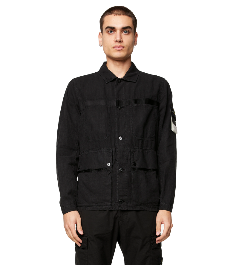 Linen Collar Jacket Black - XL