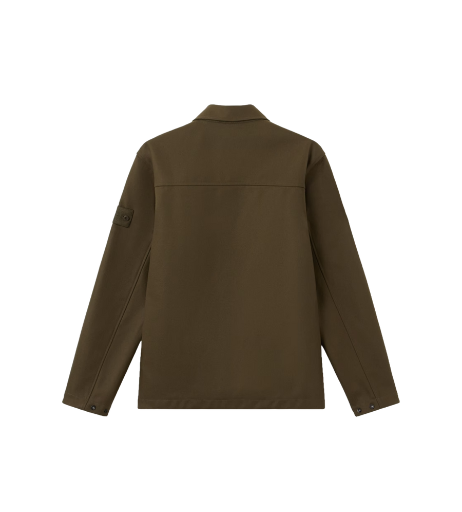 Wool-Nylon Flannel Overshirt Military Green