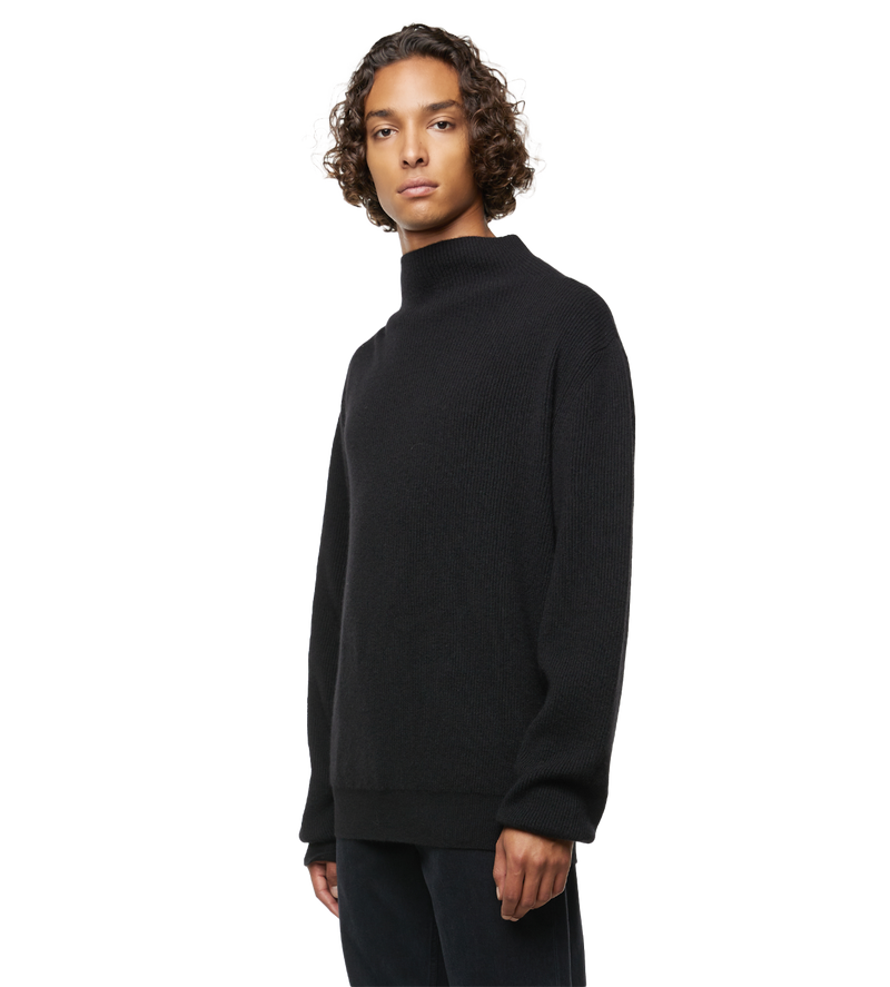 Daniel Ribbed Cashmere Rollneck Sweater Black - L