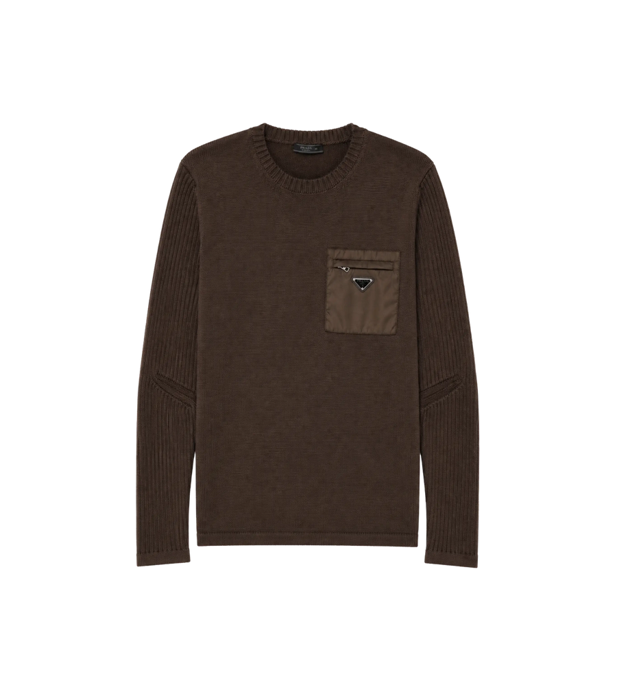 Re-Nylon Ribbed Sweater Brown