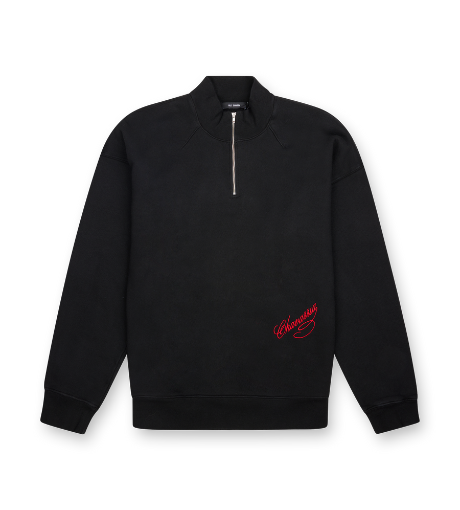 Willy Chavarria Bravo Quarter Zip in Black