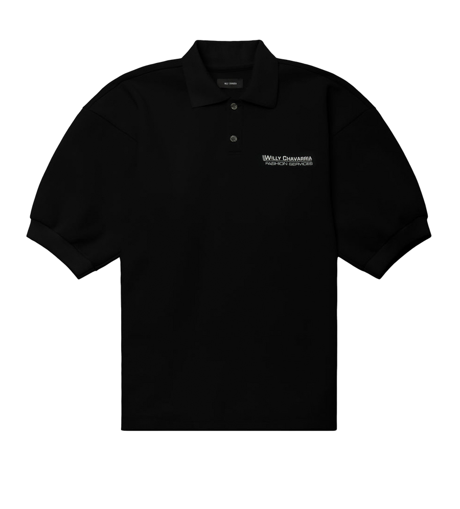Willy Chavarria Football Polo in Black Beauty