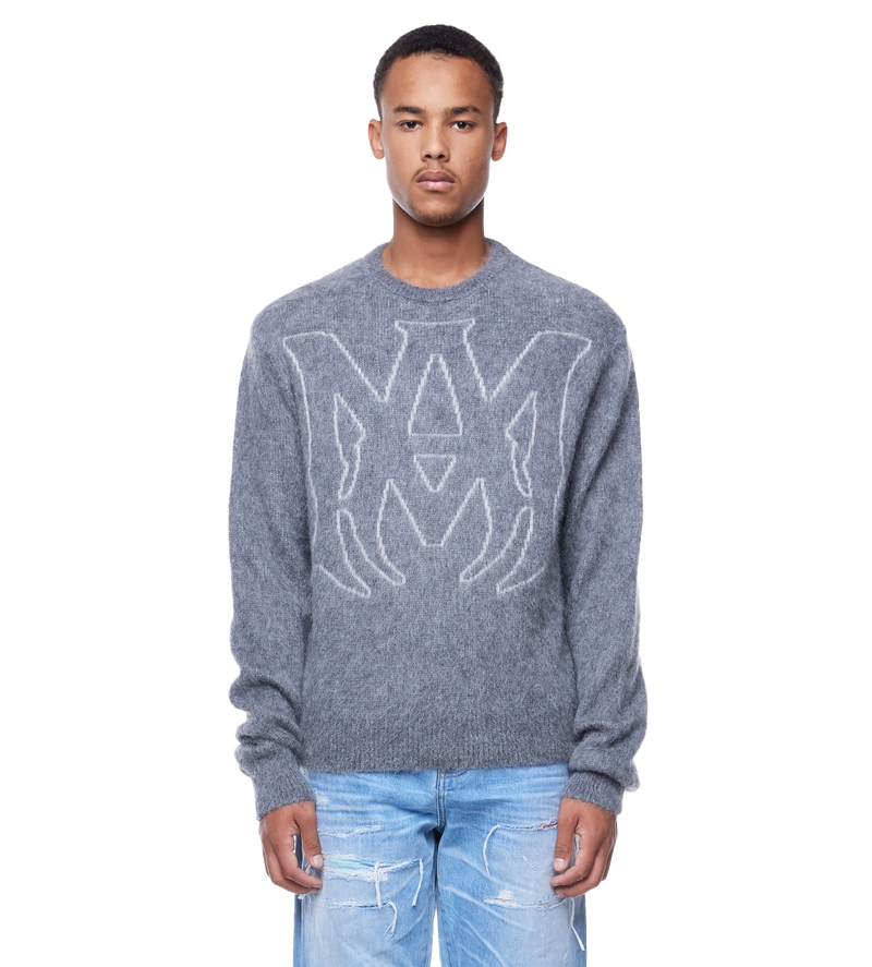 Logo-jacquard Mohair-blend Jumper Grey - L