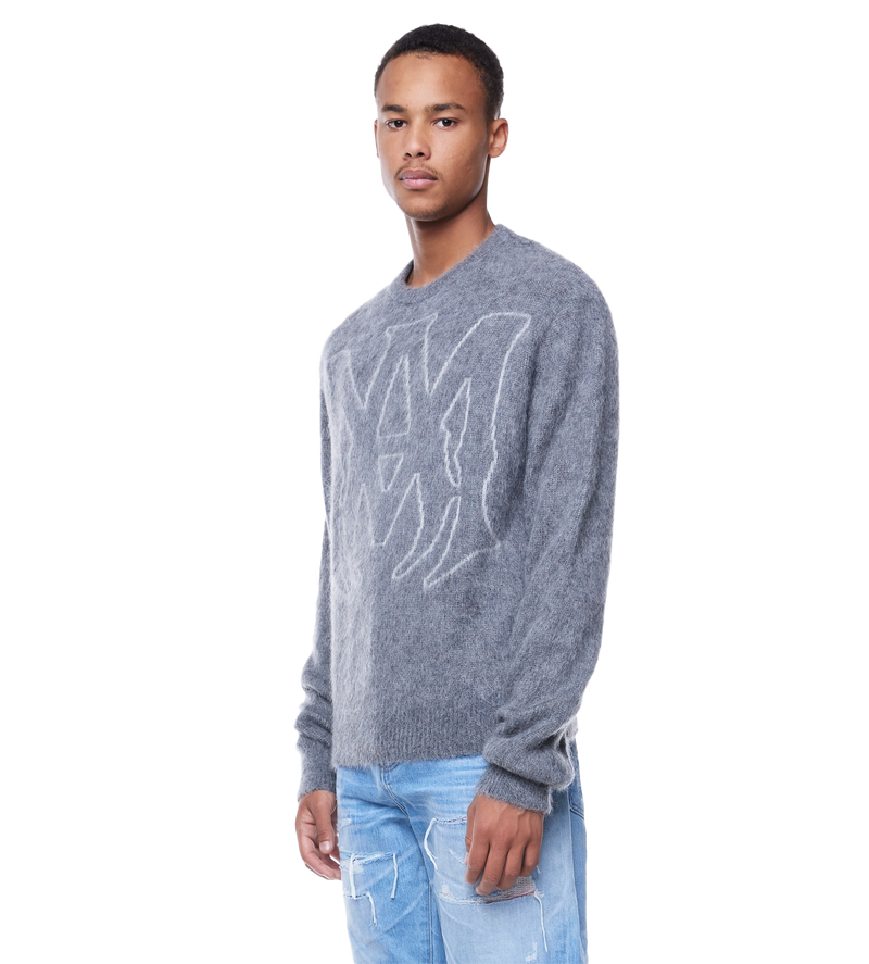 Logo-jacquard Mohair-blend Jumper Grey - L