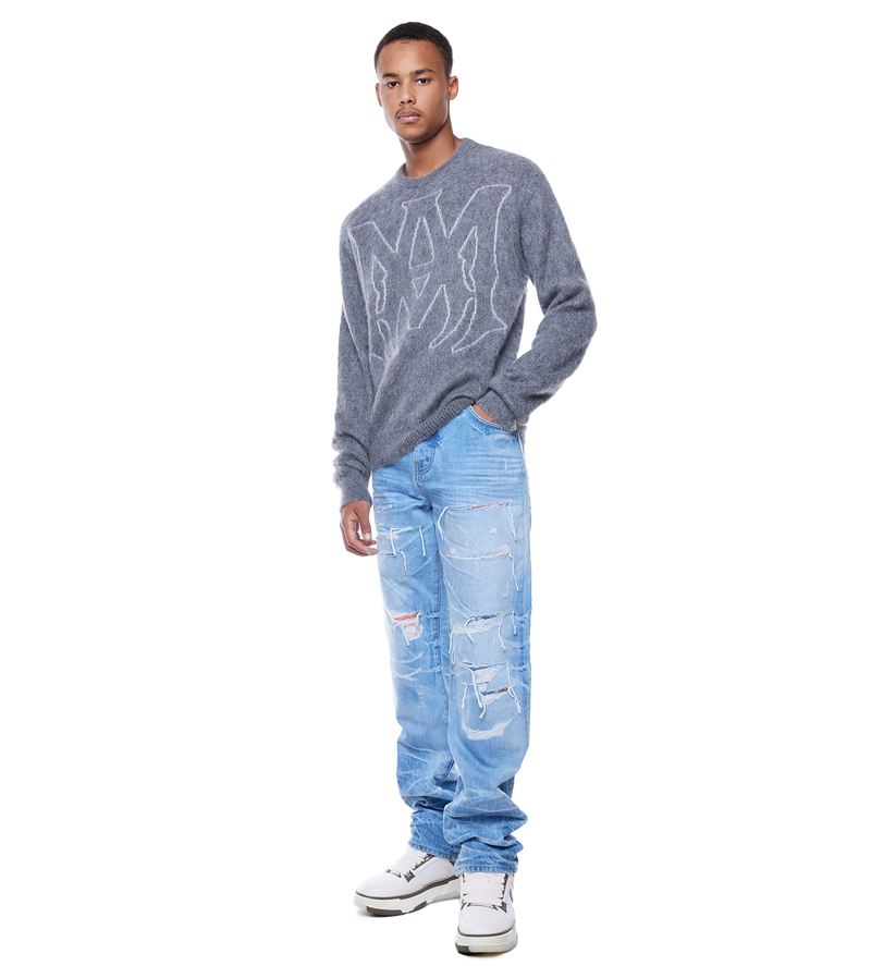 Logo-jacquard Mohair-blend Jumper Grey - L