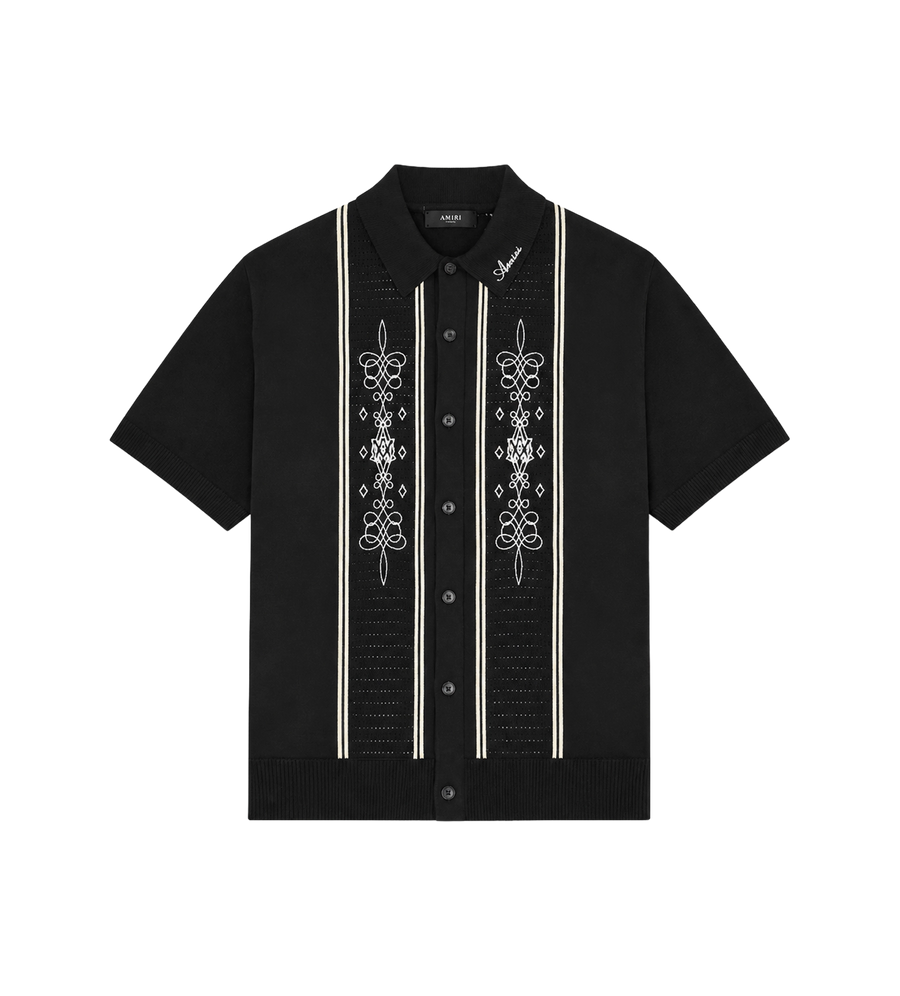 MA Panelled Knit Polo Shirt Black