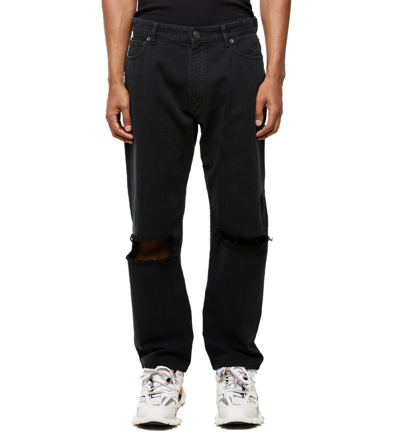 Buckle Busted Knee Jeans Black - L