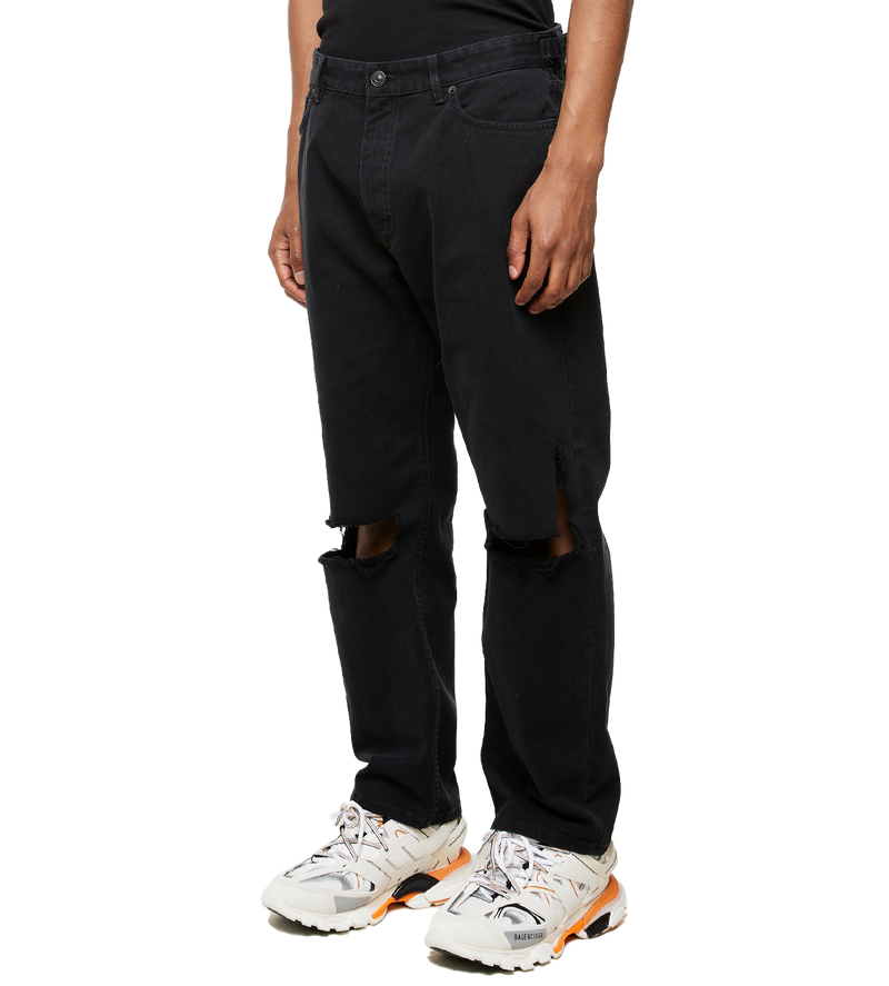 Buckle Busted Knee Jeans Black - L