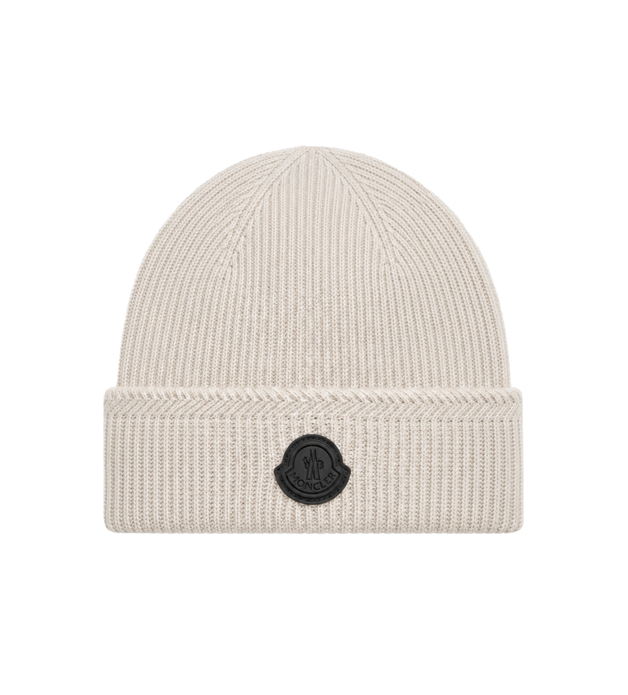 Cashmere Blend Logo Beanie Beige