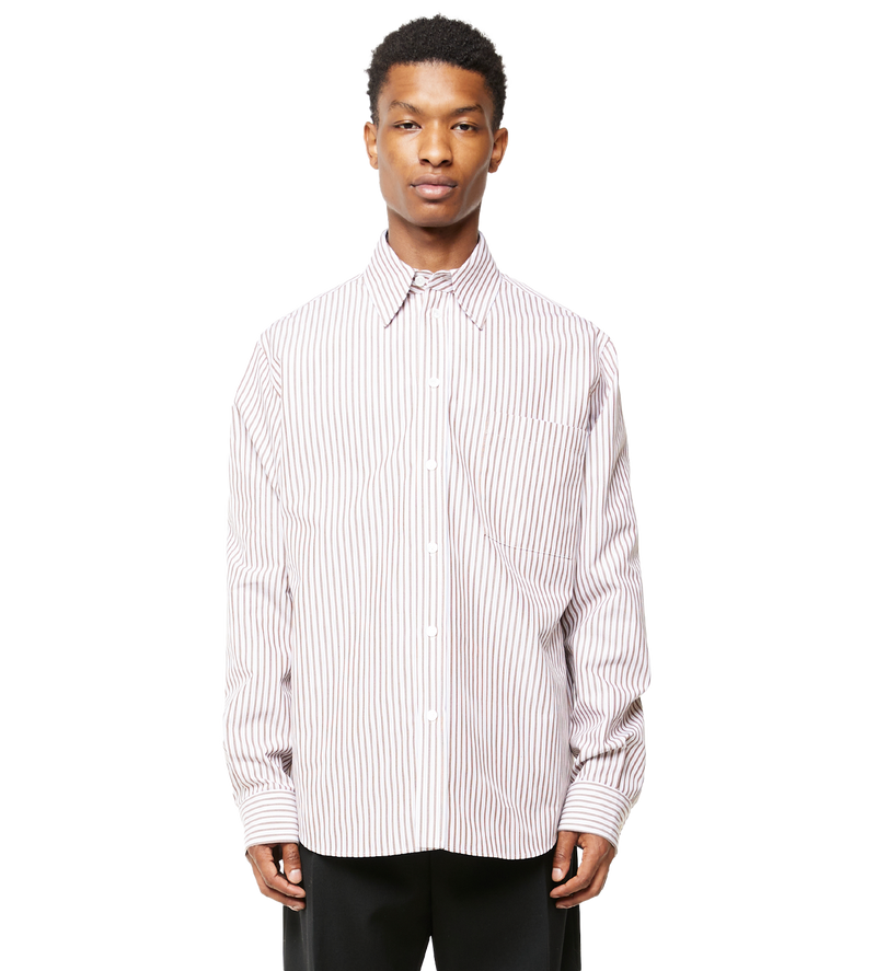 Compact Cotton Striped Shirt Pale Grey - 48