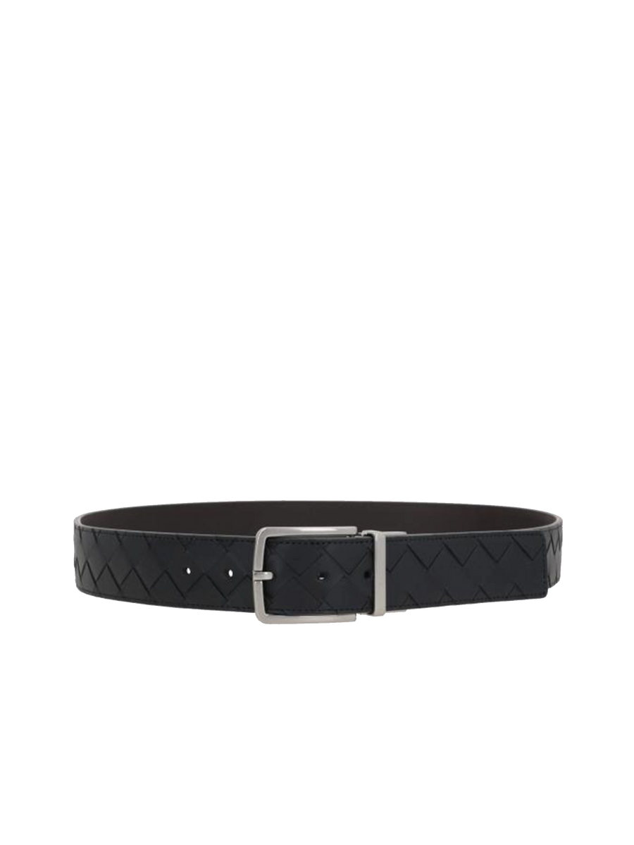 Bottega Veneta Intrecciato Reversible Belt in Black