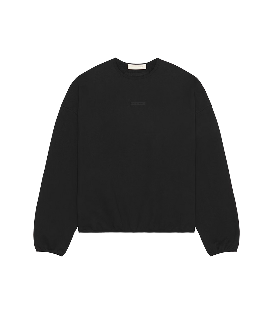 Fear of God Essentials Modern Fit Fleece Crewneck in Jet Black