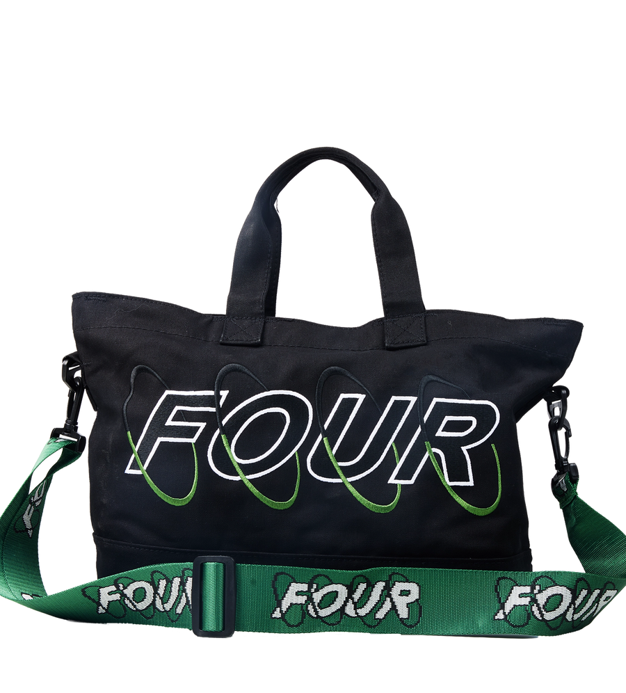 Circles Embroidery Shopper Emerald Green