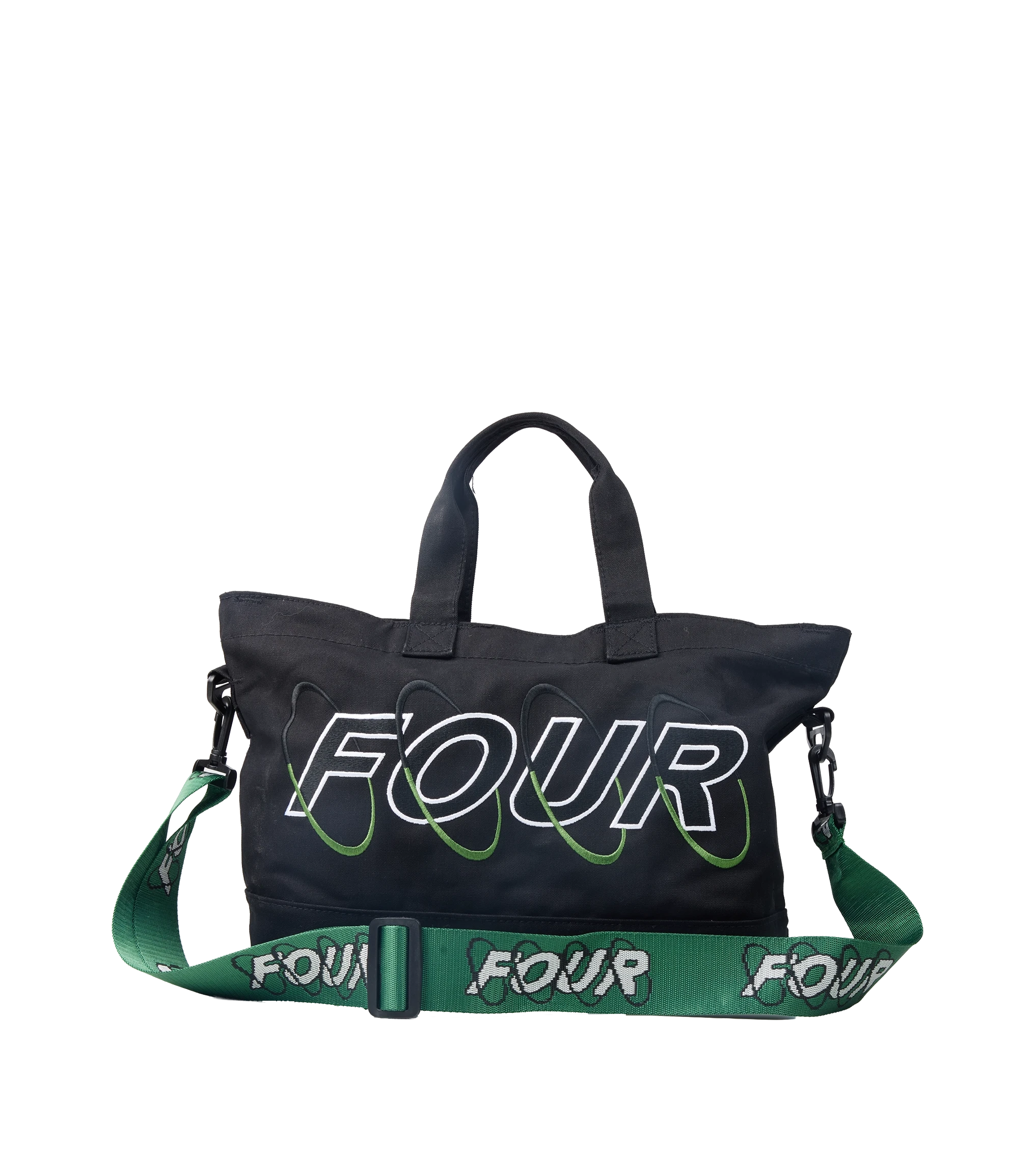 Circles Embroidery Shopper Emerald Green