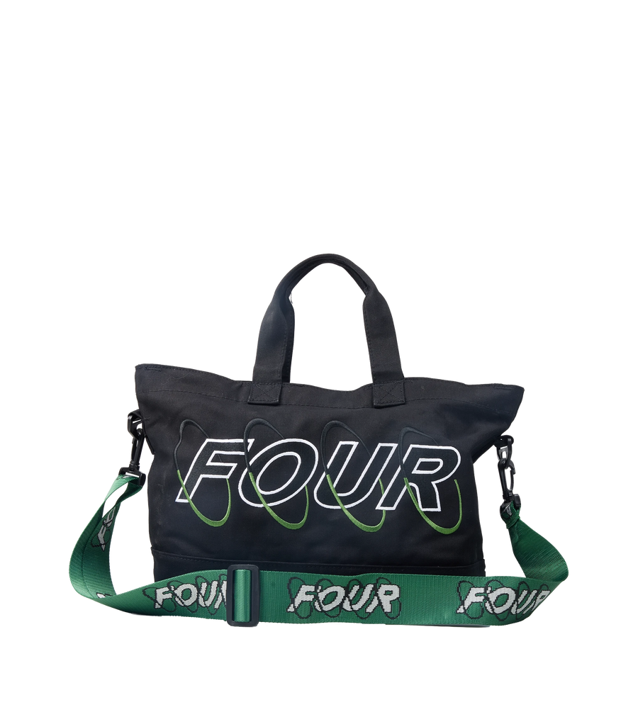 Circles Embroidery Shopper Emerald Green