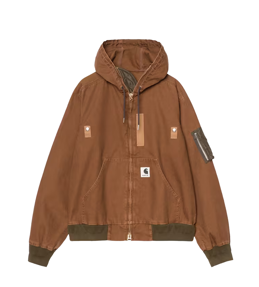 Sacai x Carhartt WIP Washed Duck Hooded Blouson in Dark Beige