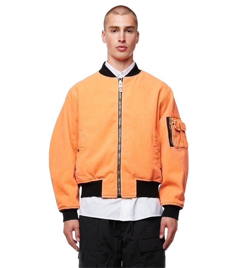 Reversible Denim Bomber Jacket Orange - 50