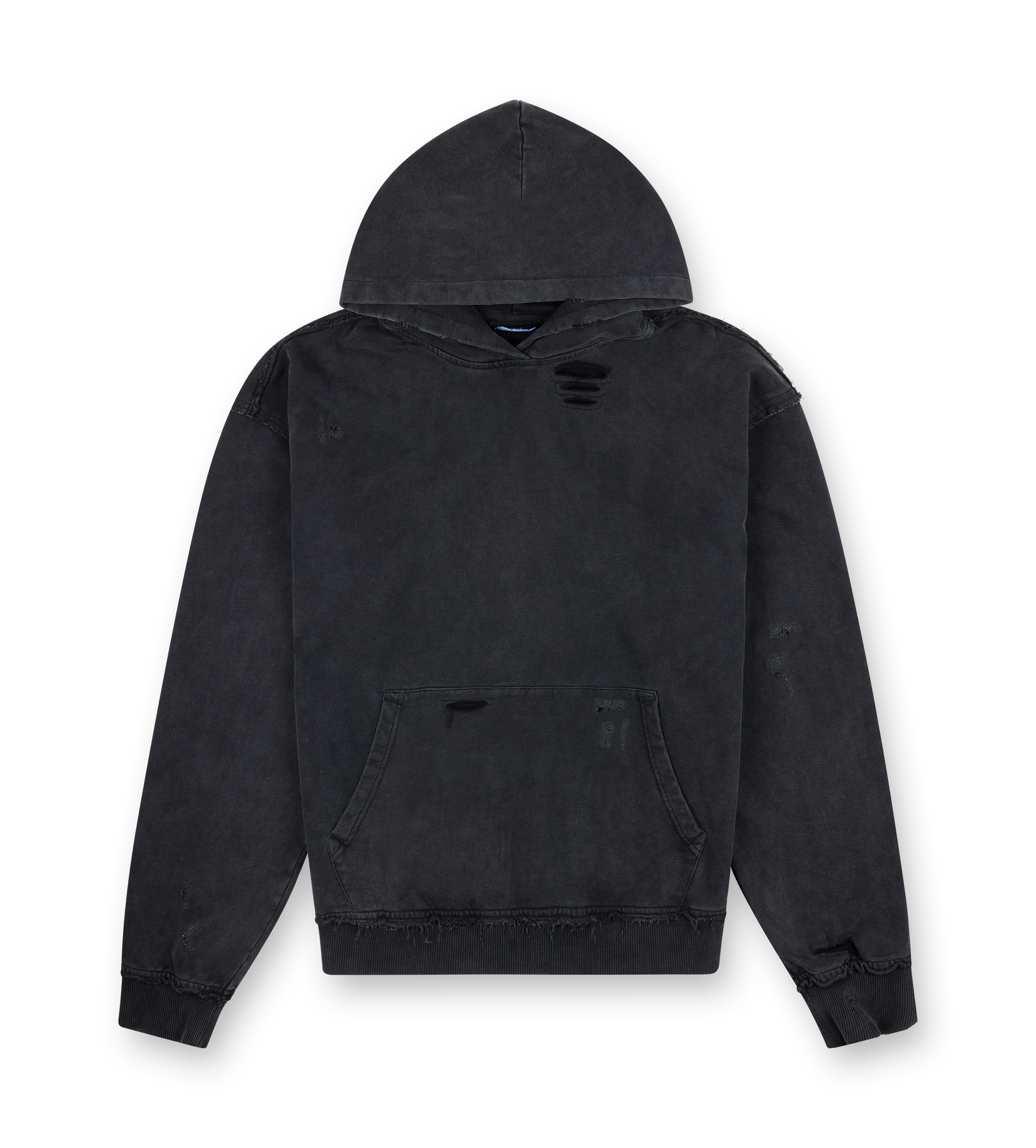 Destroyed Hoodie Washed Black