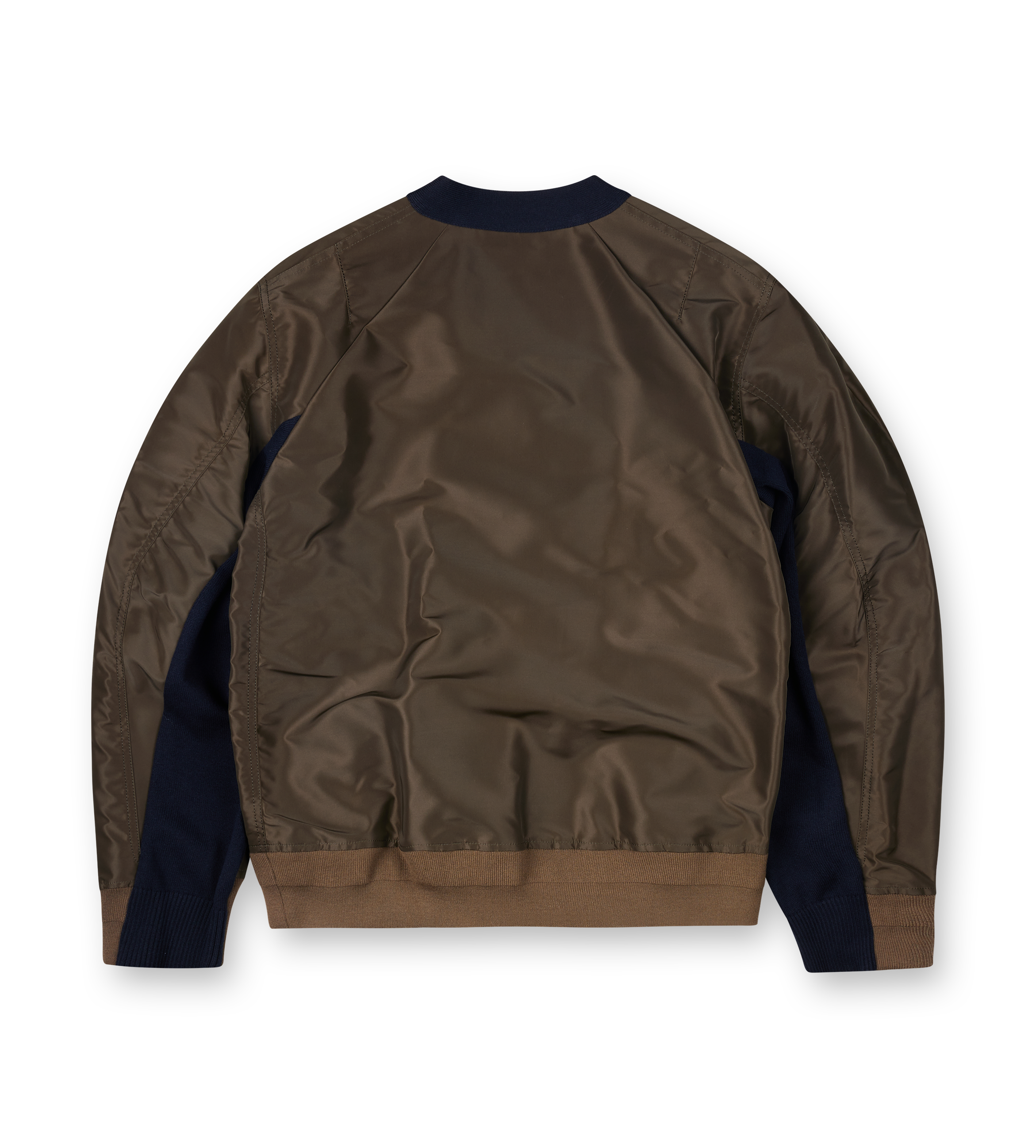 Sacai Nylon Twill x Knit Cardigan in Navy / Dark Khaki