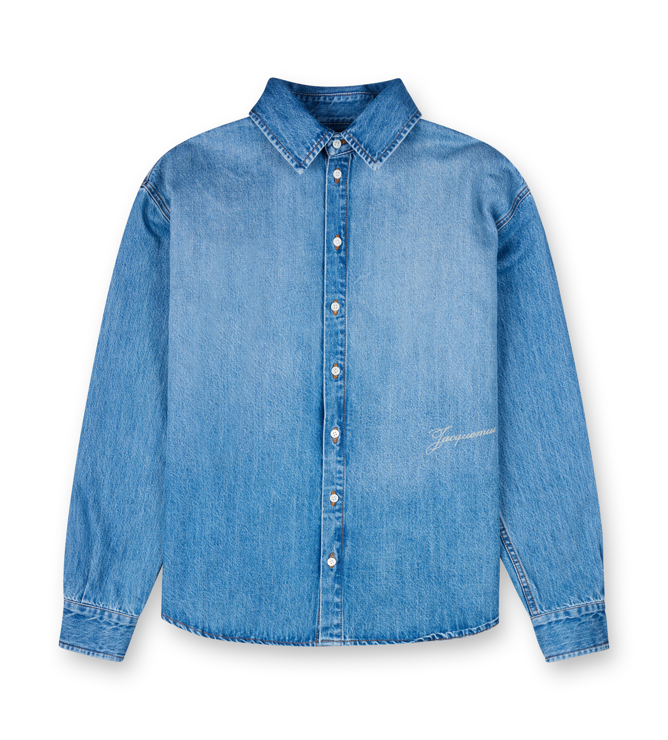 Jacquemus The Simon de-Nîmes Denim Shirt in Blue/Tabac