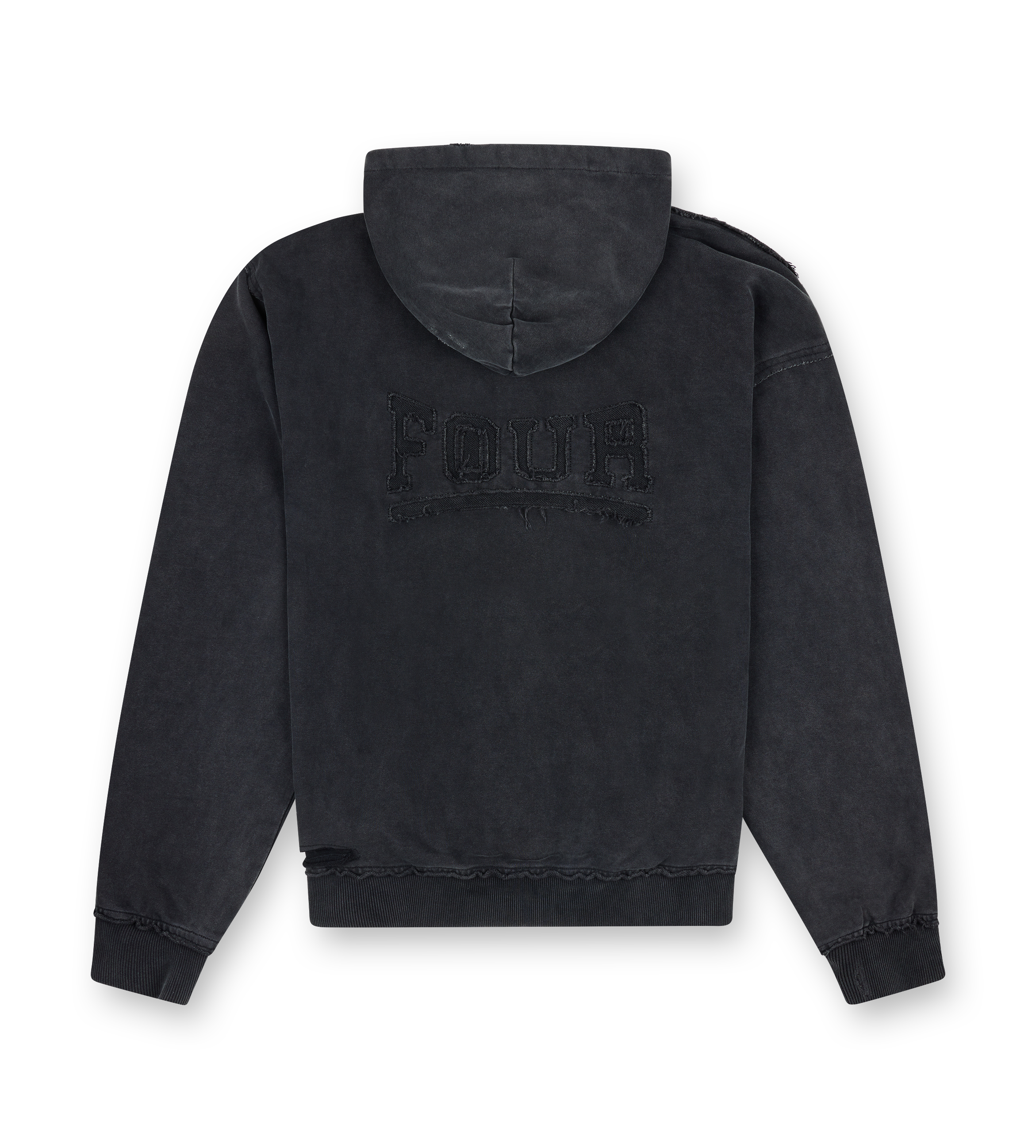 Destroyed Hoodie Washed Black