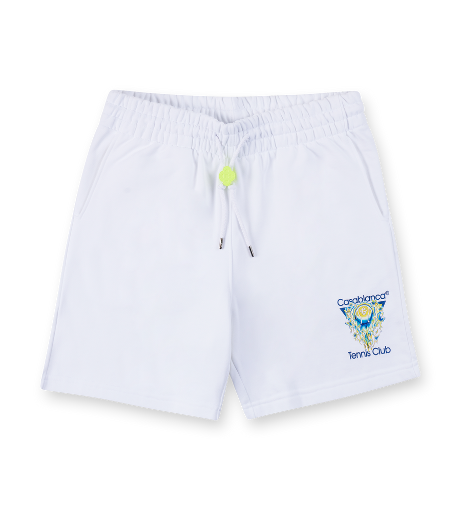 Casablanca Tennis Club Icon Drawstring Shorts in White