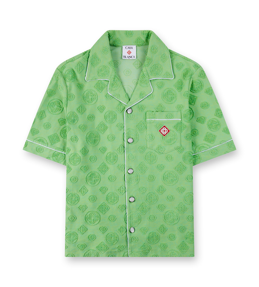 Casablanca Towelling Monogram Short Sleeve Shirt in Green