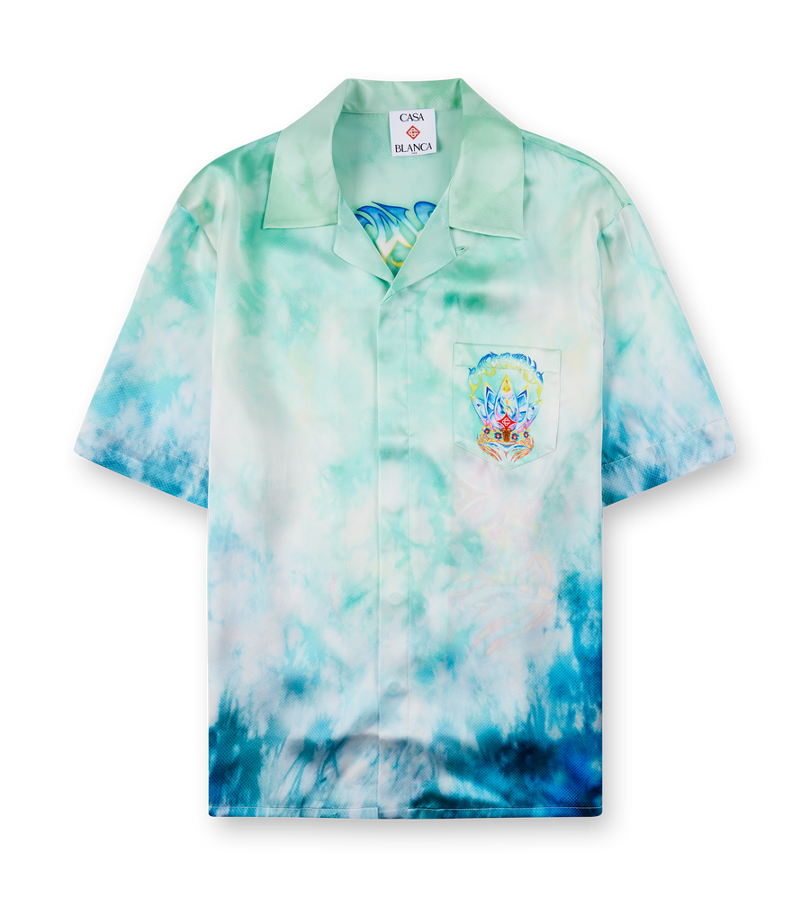 Casablanca Surf Lotus Silk Shirt in Blue