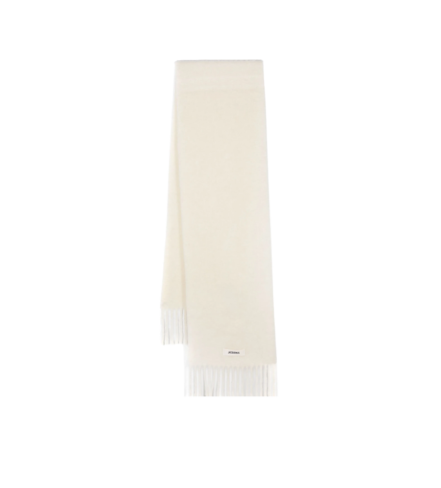 Fringed Logo Scarf Ivory