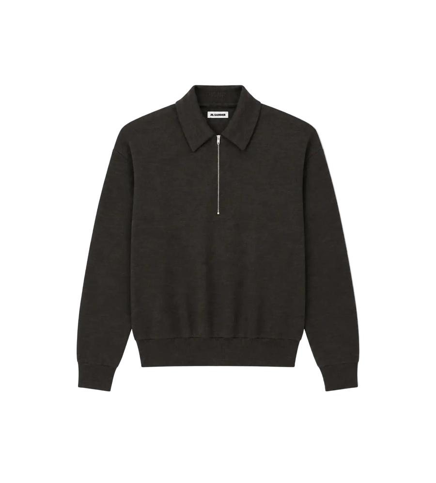 Cotton Blend Polo Sweatshirt