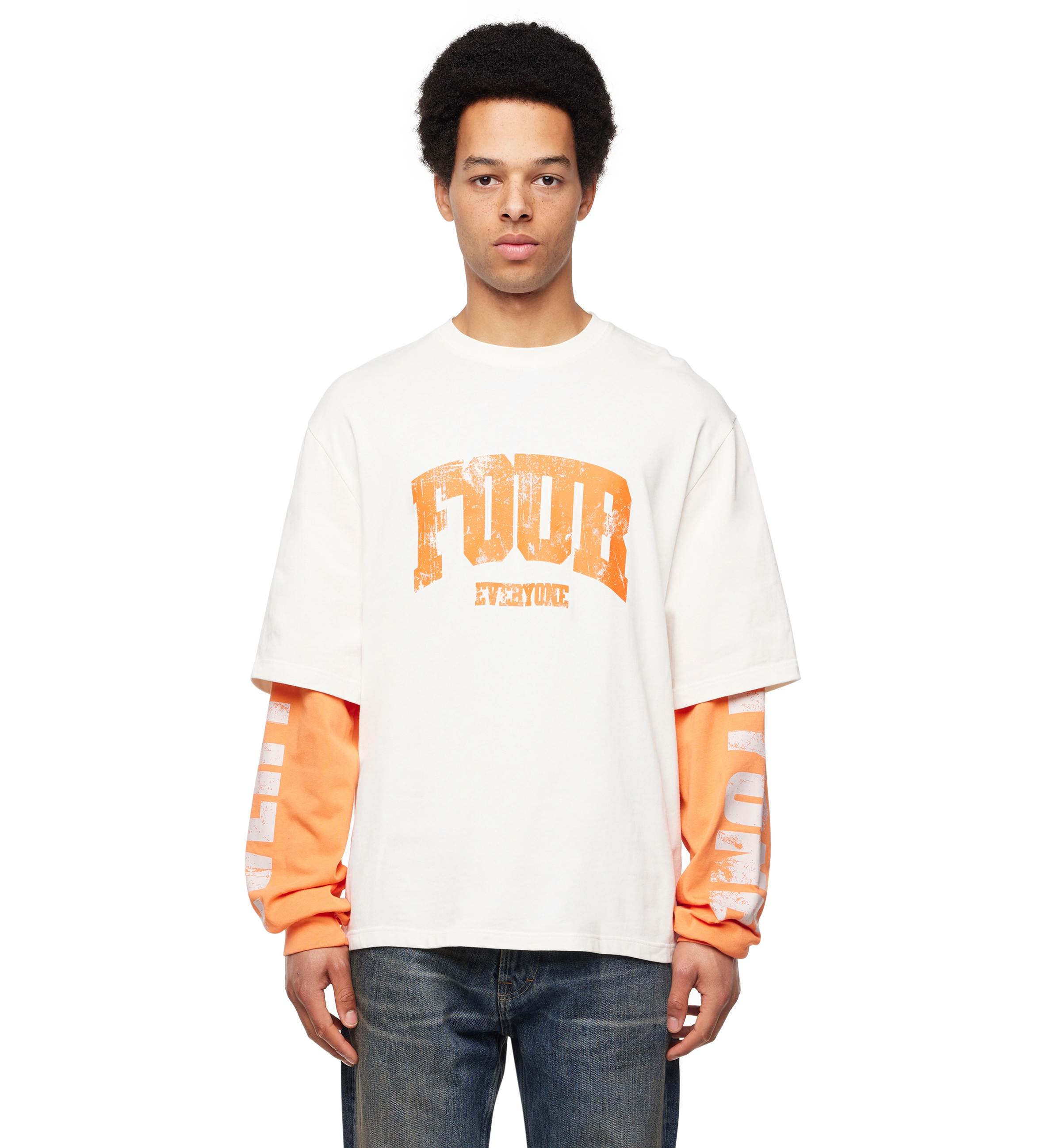 Four Everyone DL Longsleeve Cannoli Crème/Oranje