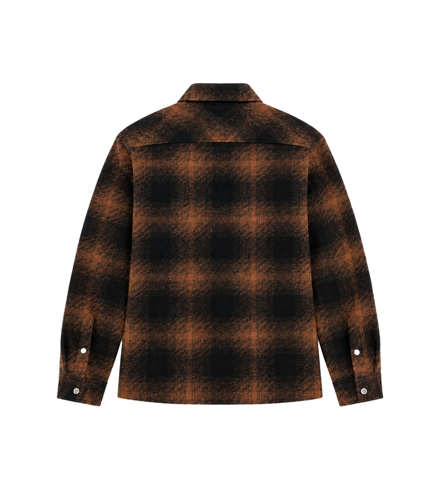 Geruite Zip-up Shirt Jacket Bruin