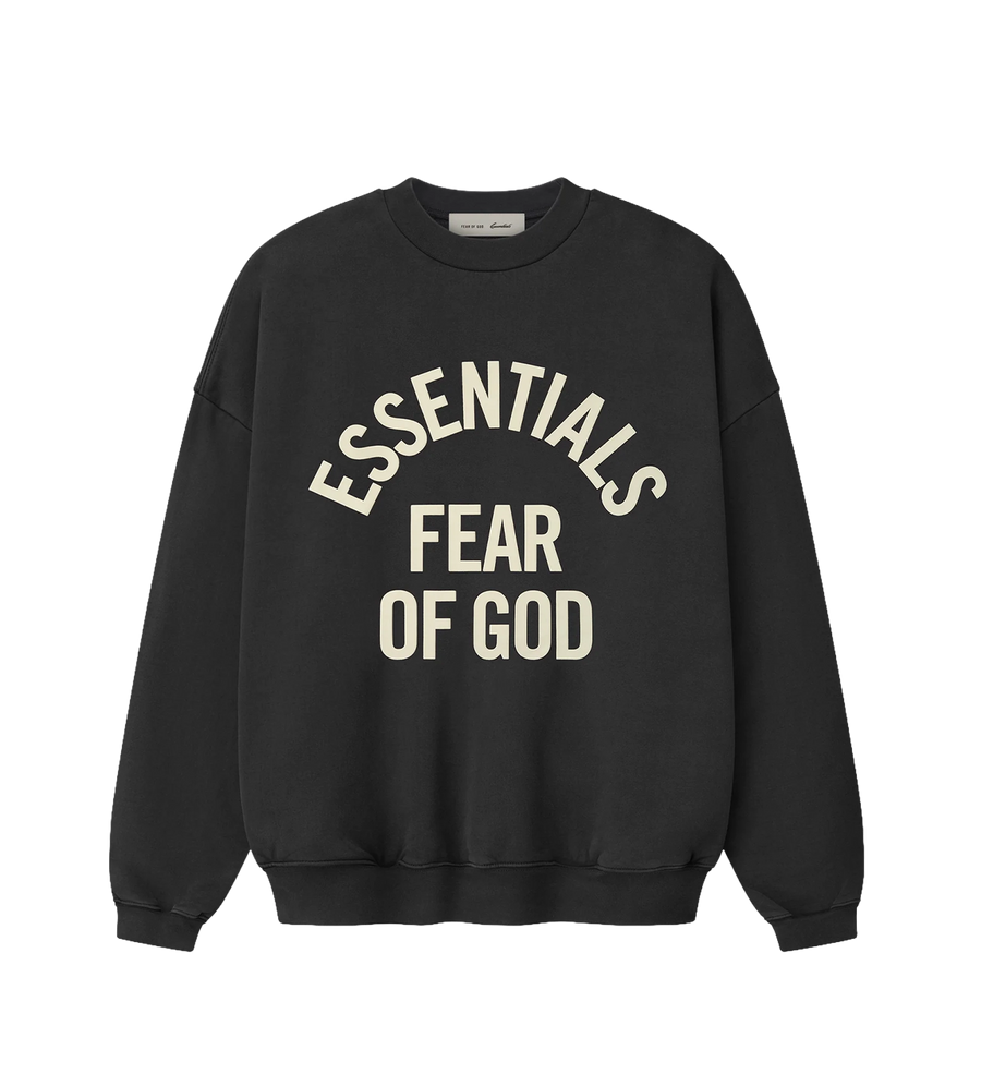 Fear of God Essentials Campus 90s Crewneck Sweatshirt in Faded Black